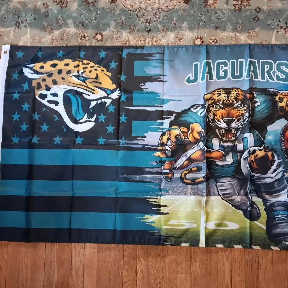 Jacksonville Jaguars NFL 3X5 Feet American Flag Banner Pole or Wall Decor